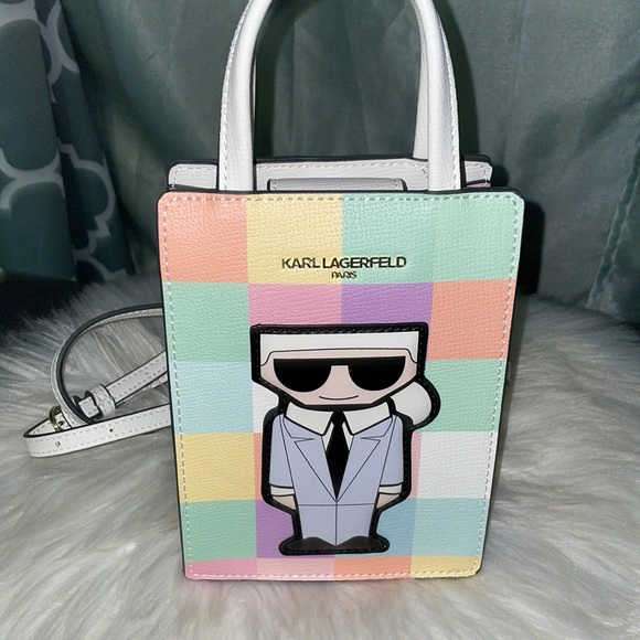 (NWT) KARL LAGERFELD PARIS Maybelle Character Small Crossbody Blush Combo - Picture 2 of 16